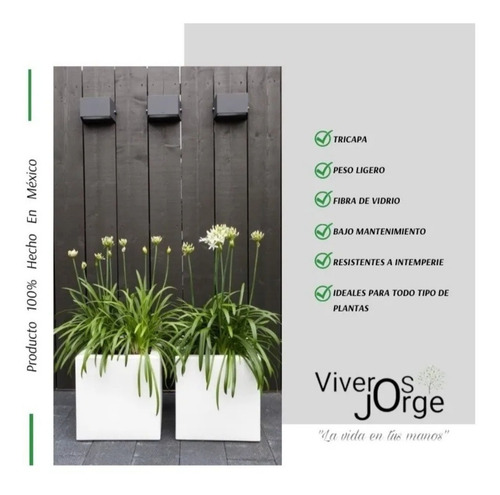 Imagen 2 de 3 de Jardinera Fibra De Vidrio 100x50x50 Cm.
