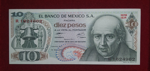 Billete 10 Pesos México 1977 Hidalgo Pick 63 I.2