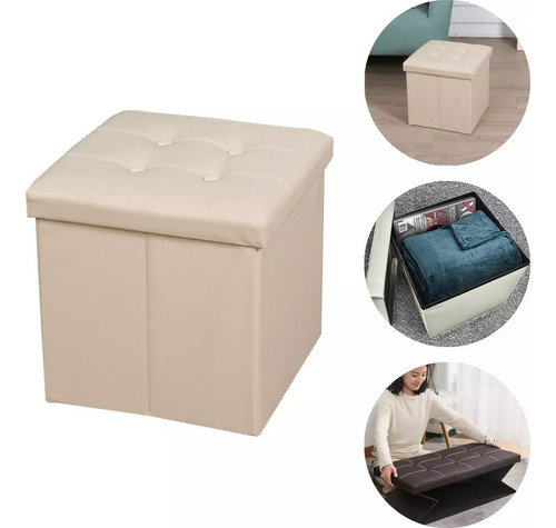 Baul Puff Plegable 38cm Asiento Ecocuero
