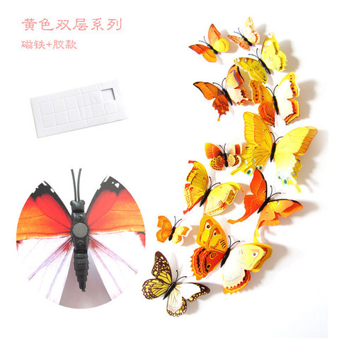 108 Pegatinas De Mariposas 3d Para Decoración De Pared Color Amarillo