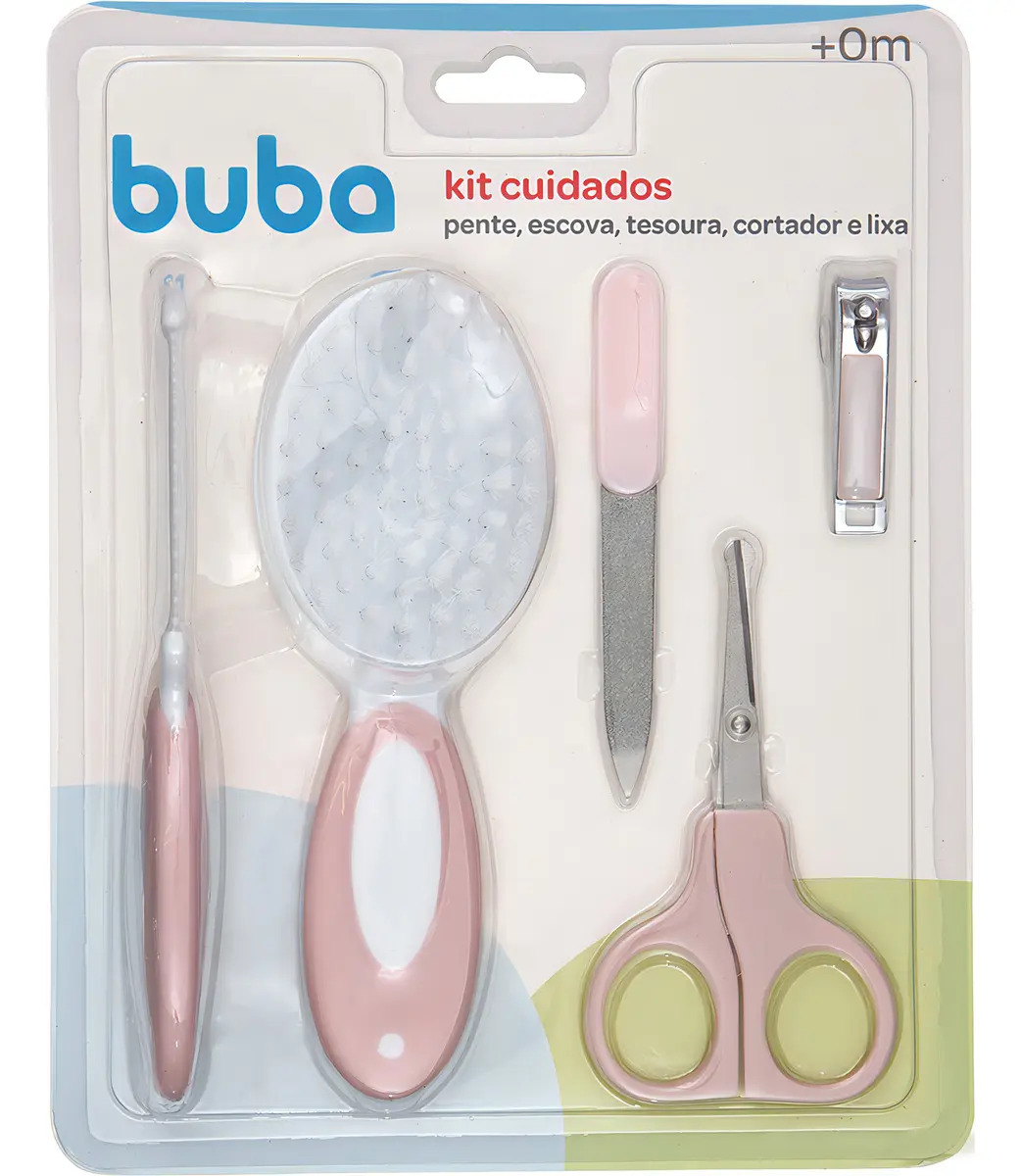 Kit de  higiene cuidados do bebê 5 peças 0m+ rosa Buba