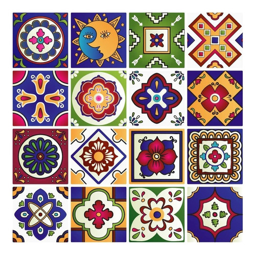 Calcomanías Azulejos Mexicanos De 4 X 4 Pulgadas  Jueg...