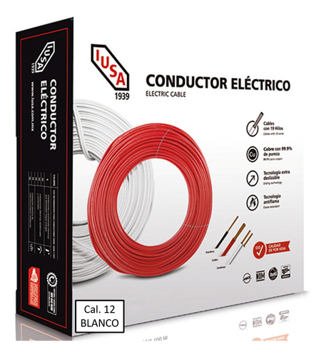 Caja 100 Mts Cable Iusa Negro Thw Cal 12 Awg 100%cobre