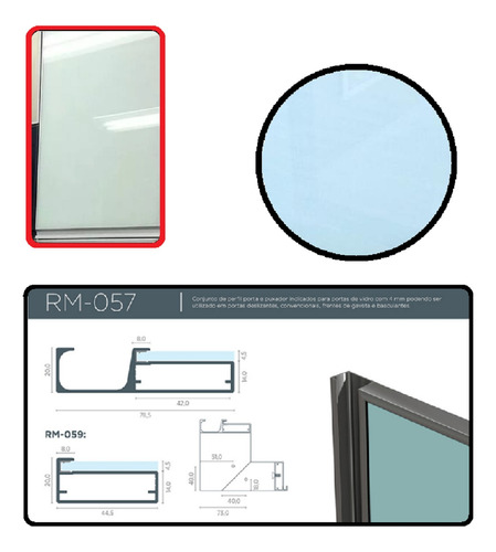 Porta Basculante De Aluminio Vidro Branco Leitoso 400x965mm