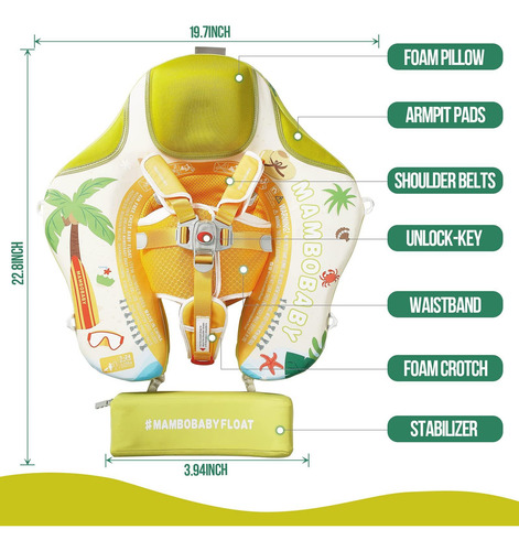 Flotador Bebé Con Dosel Y Protección Solar Mambobaby 3-24 Me