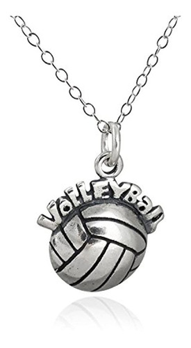Collar De Plata De Ley Para Voleibol, Cadena De 18.0 In