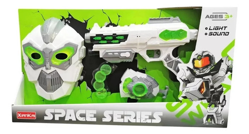 Set Pistola Arma Espacial Con Máscara Y Lanza Disco