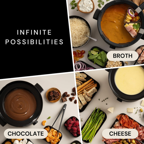 Set De Fondue Eléctrico De Acero Inoxidable 3l Con Cacerola