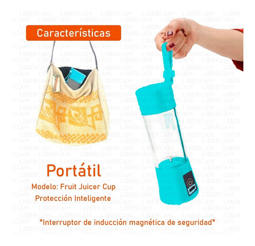 Licuadora Portátil Deportiva Autolimpiante Usb 380ml 4 Hojas