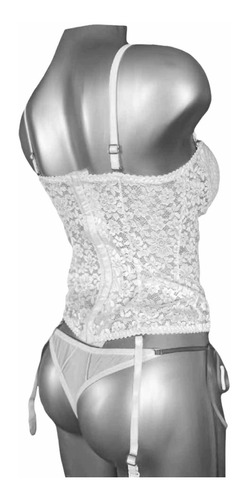 Sexy Corset De Lencería De Encaje Completo, Blanco