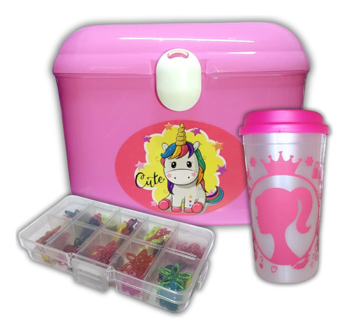 Set Regalo Infantil Navidad - Set Rosa Incluye Estuche Dijes