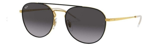 Anteojos de sol Ray-Ban RB3589 Standard con marco de metal color polished black, lente grey degradada, varilla gold de metal