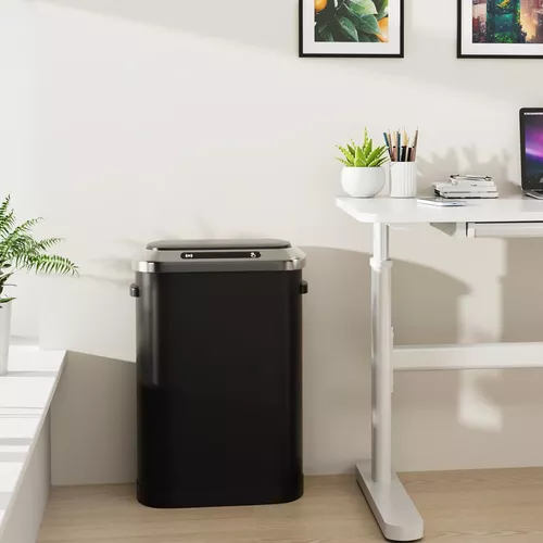 Cubo de basura inteligente automático negro de 13 galones con tapa para  cocina, oficina, dormitorio, cubo de basura y más, cuerpo grueso de acero