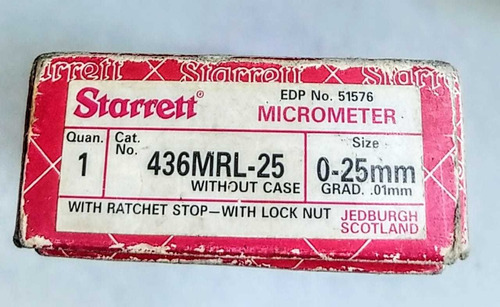 Micrómetro De 0-25 Mm Starrett Great Britain. (Usado)