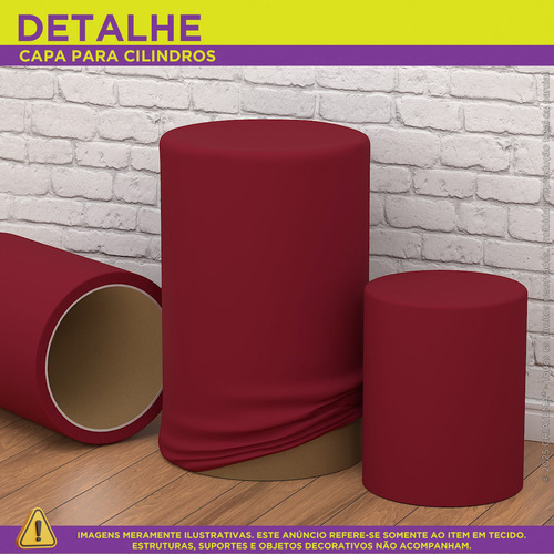 Trio Capas De Cilindro Sublimado Liso Vermelho Veste Fácil Em Tecido