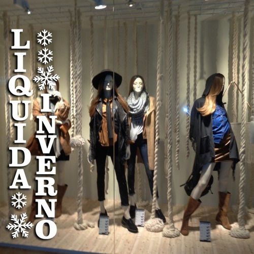 Adesivo Decorativo Vitrine Liquida Inverno Vertical Flocos