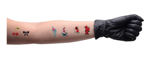 Imagem 2 de 3 de Tatuagens De Rena Íntima Flores E Cereja 10 X 15cm Hot Pink