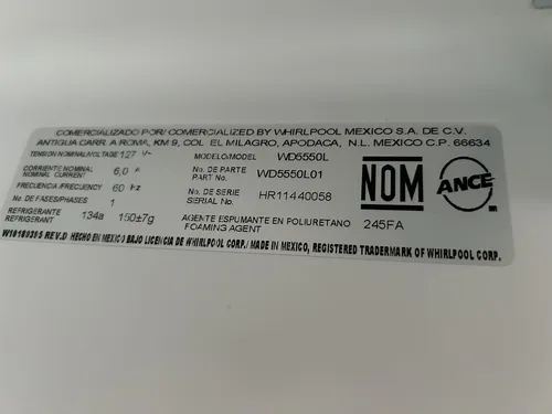 Nevecon Whirlpool Wd5550l Bga 714 Lts No Frost Acero Inox. (Usado)