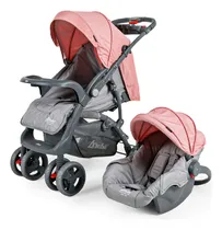 Comprar Carriola D Bebé Elite Reversible Travel System Con Portabebé Color Rosa Chasis Negro