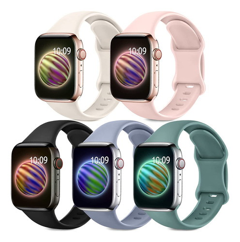 Paquete De 5 Correas Deportivas Compatibles Con Apple Watch