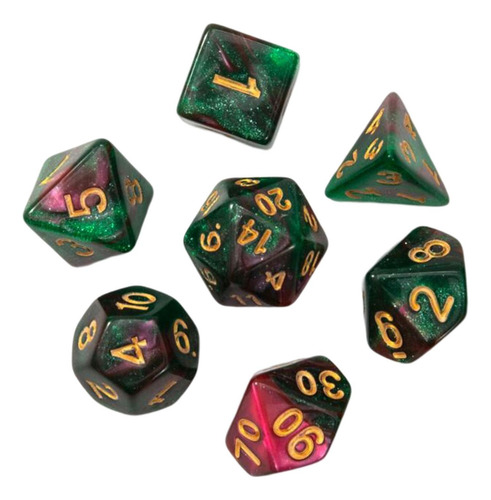 2 Conjunto De Dados Poliédricos 7x D4-d20 Vermelho Verde