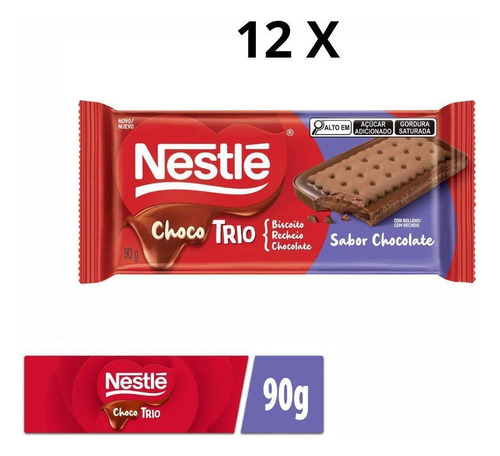 Chocolate Nestlé Chocotrio Display Com 12 Barras De 90g