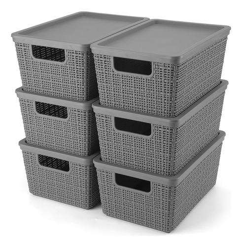 Eoenvivs Set Of 6 Plastic Storage Baskets For Organizing Con