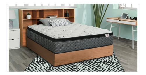 Colchón Queen Size De Resortes Kingsdown 300 Blue 30cm Medio Color Blanco/gris