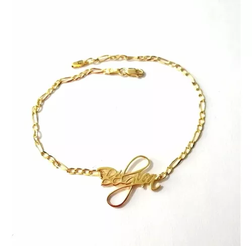 Pulsera personalizada con nombre de plata de ley 925 o baño de oro