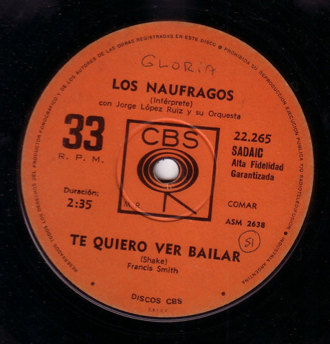 Los Naufragos Te Quiero Ver Bailar Simple Vinilo Pvl