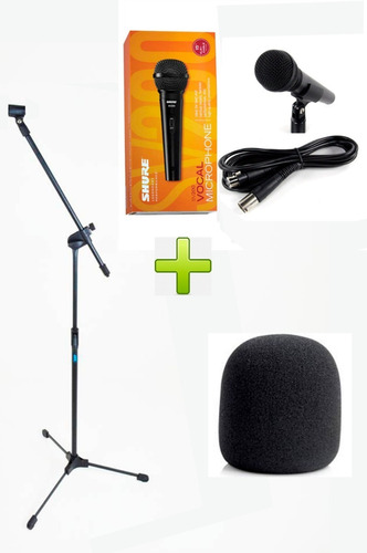 Kit Suporte Microfone Ask + Microfone Shure Sv200 + Espuma