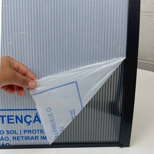 Toldo Policarbonato 1,00 X 0,50m Preto Com Kit De Instalação
