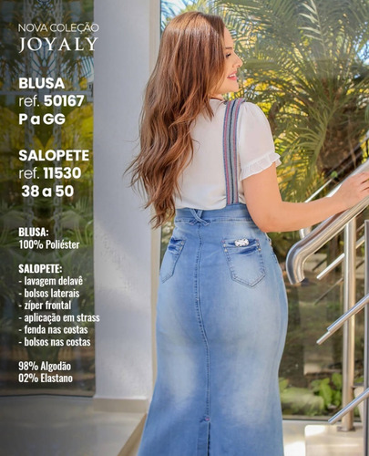 Imagem 2 de 2 de Salopete Jeans Longa Joyaly