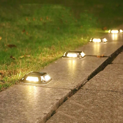 Packx4 Lampara Solar Plateado Baliza Led Cálida Estaca/pared Plateado