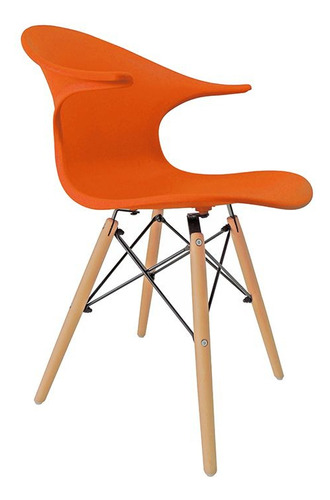 Cadeira Charles Eames New Wood Pelegrin Pw-079 Laranja