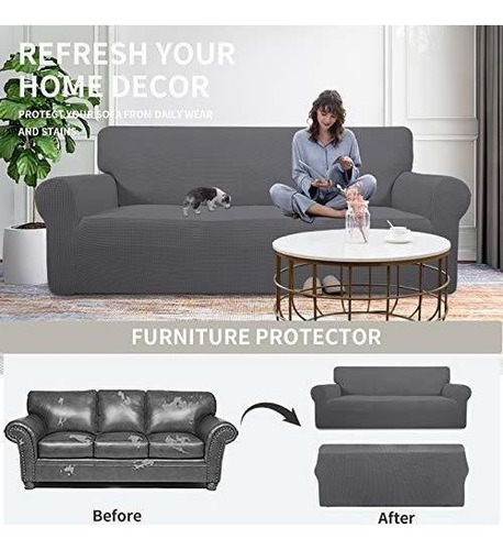 Funda Para Sofa Easy-going Gran Tamaño Color Gris Una Pieza Gris Liso