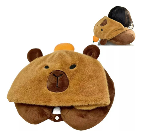 Cojín De Viaje En Forma De U Con Gorro Con Capucha Y Gorro D