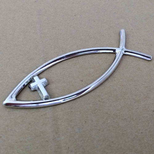 Imagen 4 de 7 de Emblema Pez Cristiano - Autoadhesivo De Metal