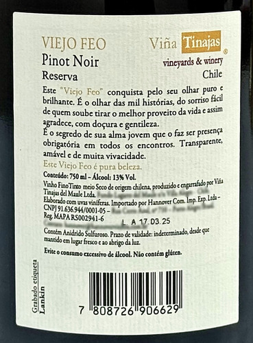 Vinho Viejo Feo Reserva Pinot Noir | Kit Com 6 Garrafas