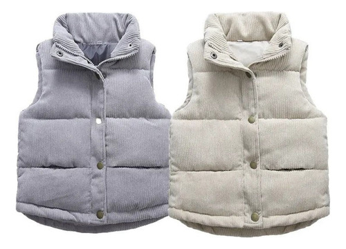 Chaleco De Algodón Para Niños Invierno Pana Con Cuello Alto