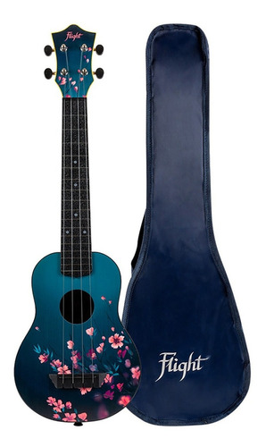 Flight Tusl-32 Sakur Ukulele Soprano Azul Flor Plástico Abs Color Diseño