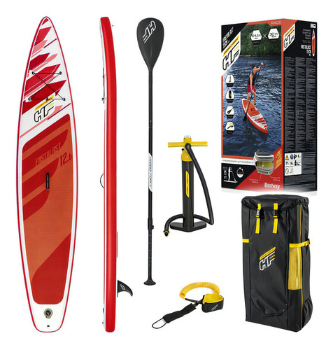 Tabla Stand Up Inflable Bestway Paddle Surf Fastblast Tech Color Rojo / Blanco