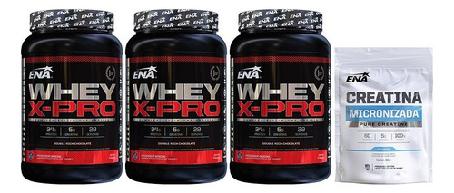 Whey X Pro Ena 3 X 2 Lb + Creatina 300g Combo Crecimiento Sabor Chocolate