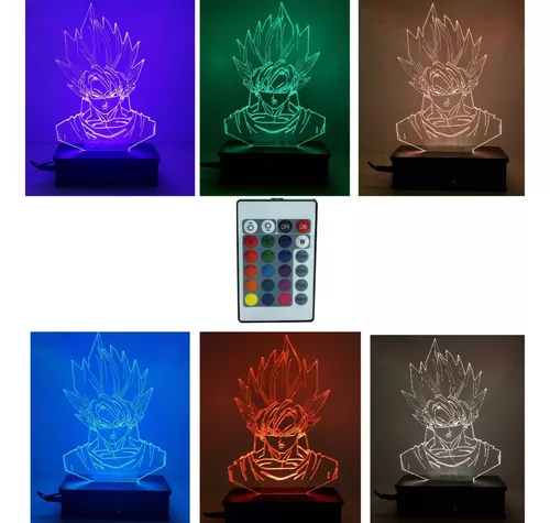 Luminária Led 3d, Goku Super Sayajin 3,16 Cores + controle, Dragon Ball Z,  desenho no Shoptime