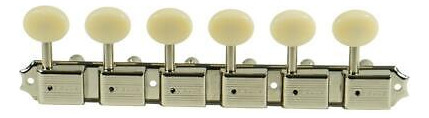 Kluson 6 Per Plate Deluxe Tuners, Single Line, Nickel, O Aad