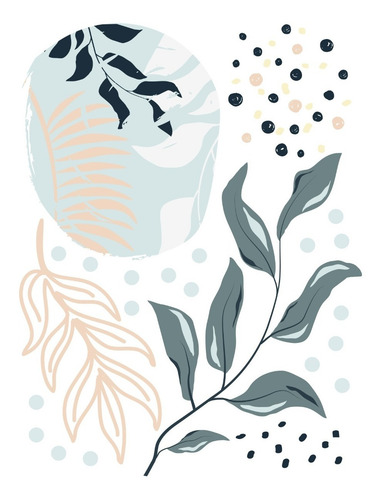 Imagen 2 de 4 de Vinilo Decorativo Abstracto Puntos Plantas Organico Circulos