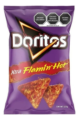 2 Pzas Botana Doritos Xtra Flamin' Hot Sabor Queso Chile Y L