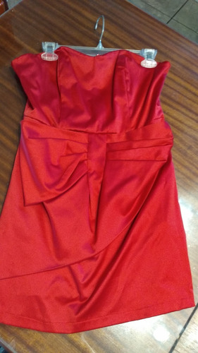 Vestido Strapless Rojo Moño T Small