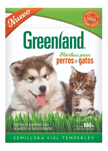 Pack X 5u Semillas Hierba Gatera Gatos Perros 100g Greenland