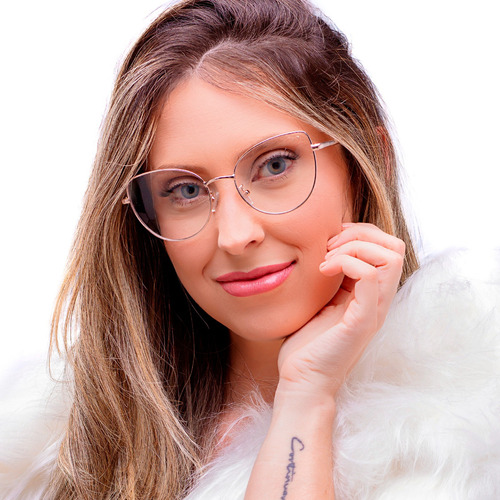 Armação De Óculos Para Grau Gotinha Gatinho Feminino Moda Cor Rosê